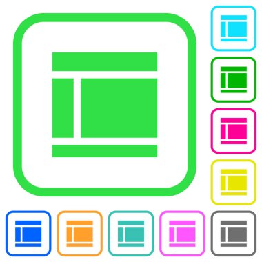 İki sütunlu web düzeni canlı renkli düz simgeler beyaz arka plan üzerinde eğri sınırları içinde