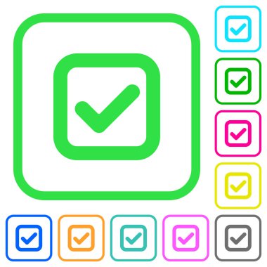 Beyaz arka plan üzerinde eğri Kenarlıklar onay kutusunu canlı renkli düz simgeler