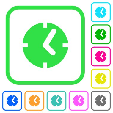 Beyaz arka plan üzerinde eğri sınırları saat canlı renkli düz simgeler