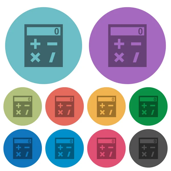 Kalkulator Kieszonkowy Ciemniejsze Płaskie Ikony Kolor Okrągły — Wektor stockowy