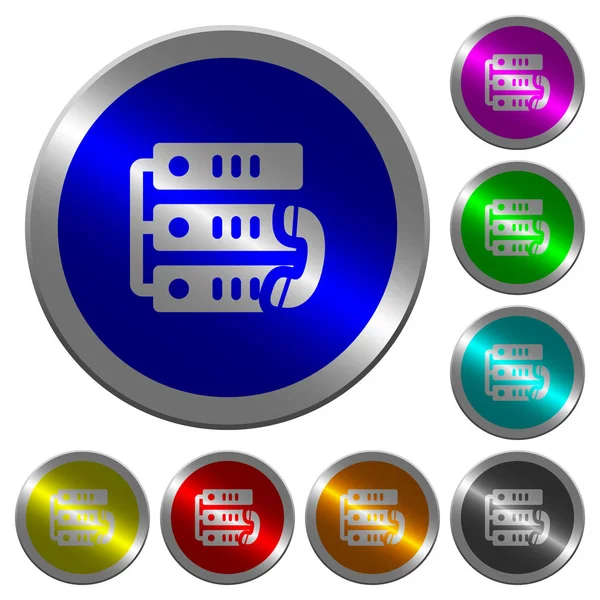 Icônes Appel Voip Sur Des Boutons Ronds Lumineux Acier Couleur — Image vectorielle