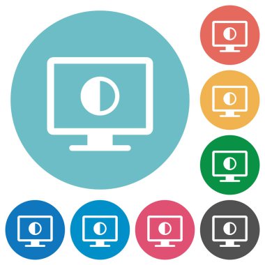 Yuvarlak renkli arka planlar üzerinde ekran kontrast düz beyaz simgeleri ayarlamak