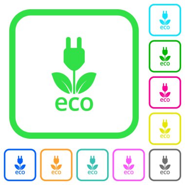 Eko enerji canlı renkli düz simgeler beyaz arka plan üzerinde eğri sınırları içinde