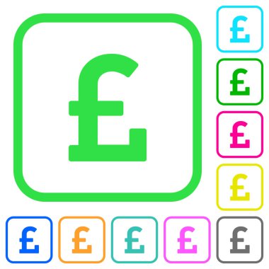 Pound işareti canlı renkli düz simgeler beyaz arka plan üzerinde eğri sınırları içinde