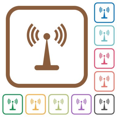 WLAN ağ basit simgeler renkli kare kare beyaz arka plan üzerinde yuvarlak