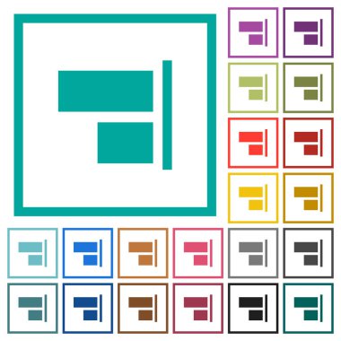 Hizalamak için doğru düz renk simgeleri beyaz arka plan üzerinde çeyreği çerçevelerle