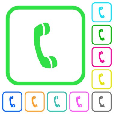 Beyaz arka plan üzerinde eğri sınırları telefon canlı renkli düz simgeler