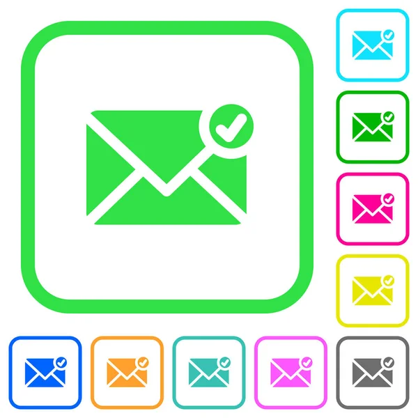 Correo Envió Iconos Planos Colores Vivos Bordes Curvos Sobre Fondo — Archivo Imágenes Vectoriales