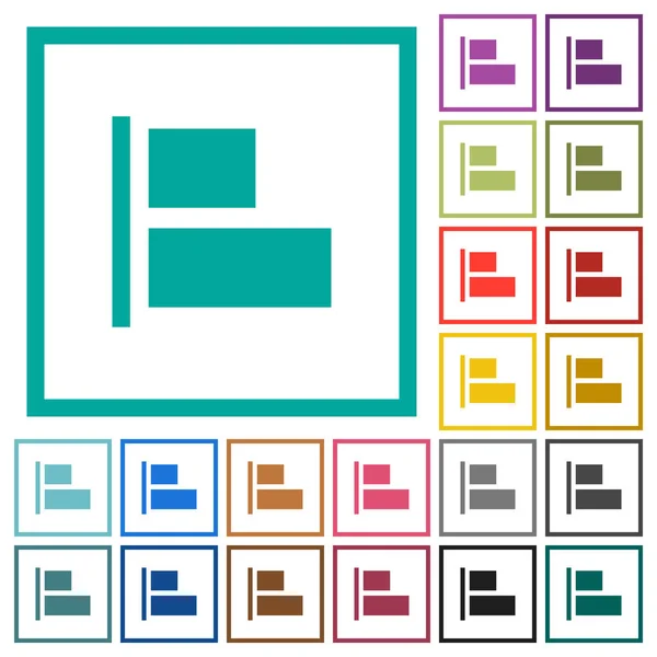 Aligner Gauche Des Icônes Couleur Plate Avec Des Cadres Quadrants — Image vectorielle