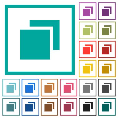 Çakışan öğeler çeyreği kare beyaz arka plan üzerinde renkli simgelerle düz