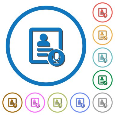 Beyaz arka plan üzerinde düz renk vektör simgeleri ile yuvarlak özetliyor gölgelerde çağıran ses başvurun