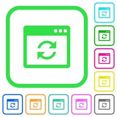 Beyaz arka plan üzerinde eğri sınırları içinde düz simgeler uygulama syncronize canlı renkte