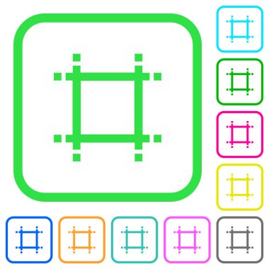 Tuval boyutu canlı renkli düz simgeler beyaz arka plan üzerinde eğri sınırları ayarlama