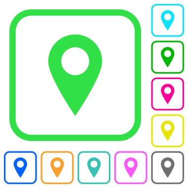 Boş Gps konumu canlı renkli düz simgeler beyaz arka plan üzerinde eğri sınırları içinde göster