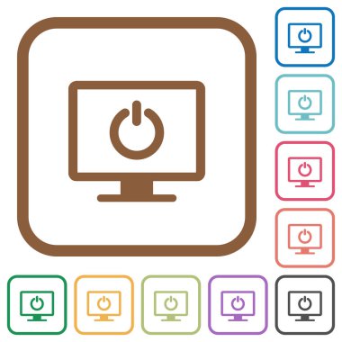 Ekran bekleme modundayken basit simgeler renkli kare kare beyaz arka plan üzerinde yuvarlak