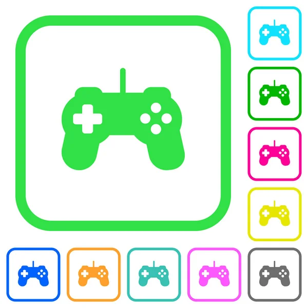 Controlador Juego Iconos Planos Colores Vivos Bordes Curvos Sobre Fondo — Archivo Imágenes Vectoriales