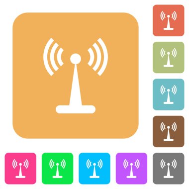 WLAN ağ Yuvarlatılmış kare canlı renkli arka planlar üzerinde düz simgeler.