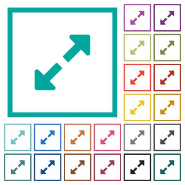 Beyaz arka plan üzerinde çeyreği çerçevelerle tam düz renk simgelerini yeniden boyutlandırmak