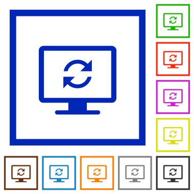 Kare kare beyaz arka plan üzerinde ekran düz renk simgeleri Yenile