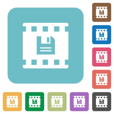 Film renk beyaz düz simgeleri yuvarlak kare arka planlar