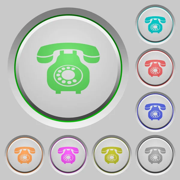 Vintage Rétro Téléphone Icônes Couleur Sur Les Boutons Poussoirs Coulés — Image vectorielle