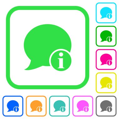 Beyaz arka plan üzerinde eğri sınırları içinde düz simgeler blog yorum bilgi canlı renkte