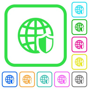 Internet güvenlik canlı renkli düz simgeler beyaz arka plan üzerinde eğri sınırları içinde