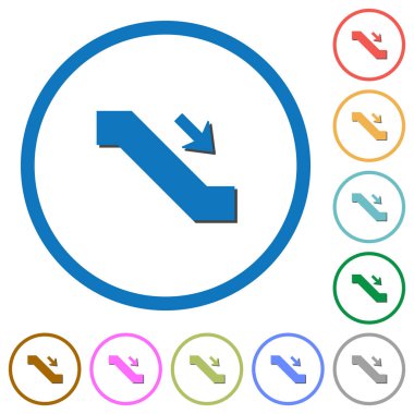 İşareti düz renk vektör simgeler beyaz arka plan üzerinde yuvarlak özetliyor gölgelerde ile yürüyen merdivenle