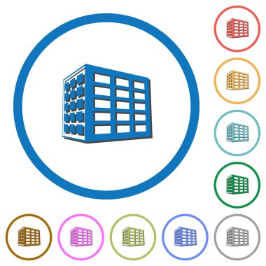 Yuvarlak İşhanı düz renk vektör simgeler gölgelerde ile özetliyor beyaz arka plan üzerinde