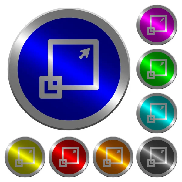 Maximalizovat Okno Ikony Tlačítkách Kulatý Svítící Mince Jako Barva Ocelová — Stockový vektor