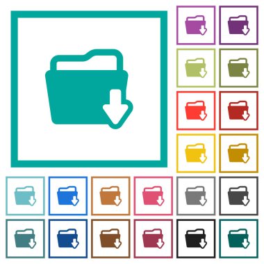 Klasör düz renk simgeleri beyaz arka plan üzerinde çeyreği çerçevelerle indir