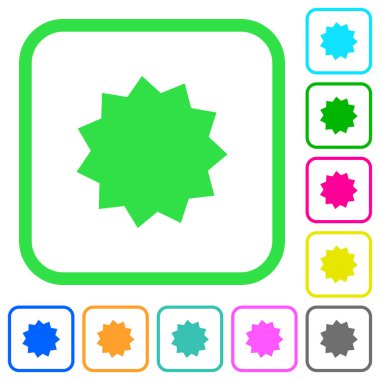 Sertifika etiket canlı renkli düz simgeler beyaz arka plan üzerinde eğri sınırları içinde