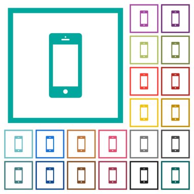 Boş ekran düz renk simgeleri beyaz arka plan üzerinde çeyreği çerçevelerle ile cep telefonu