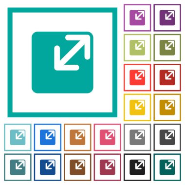 Beyaz arka plan üzerinde çeyreği çerçeveli pencere düz renk simgelerini yeniden boyutlandırmak