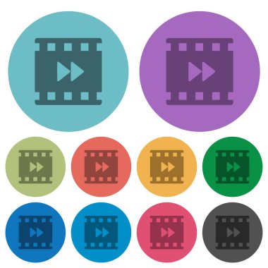 Film sarma koyu düz simgeler renk üzerinde yuvarlak arka plan