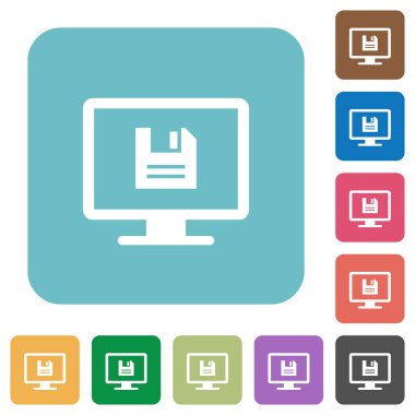 Görüntü ayarları beyaz düz simgeler renk üzerinde kare arka planlar yuvarlanır.