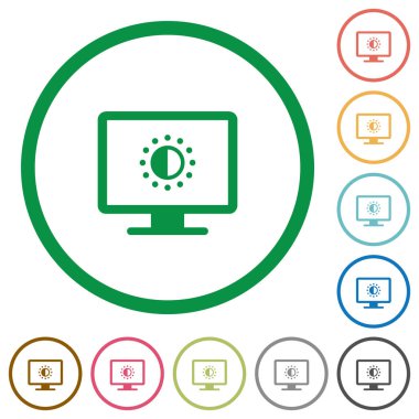 Beyaz arka plan üzerinde yuvarlak özetliyor ekran doygunluk düz renk simgeleri ayarlamak