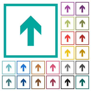 Beyaz arka plan üzerinde çeyreği çerçevelerle ok düz renk simgeleri