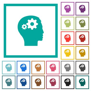 Kullanıcı ayarları çeyreği kare beyaz arka plan üzerinde renkli simgelerle düz