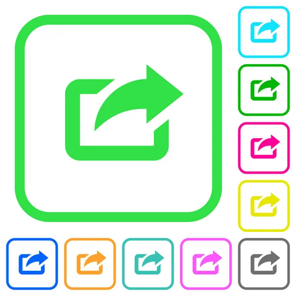 Export Mit Pfeil Oben Rechts Lebendige Farbige Flache Symbole Gebogenen — Stockvektor