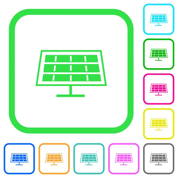 Panel Solar Iconos Planos Colores Vivos Bordes Curvos Sobre Fondo — Vector de stock