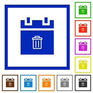 Zamanlama öğesi düz renk simgeleri beyaz arka plan üzerinde kare kare silme