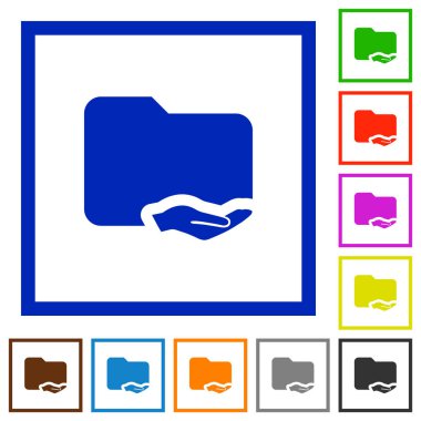 Paylaşılan klasör düz renk simgeleri beyaz arka plan üzerinde kare kare