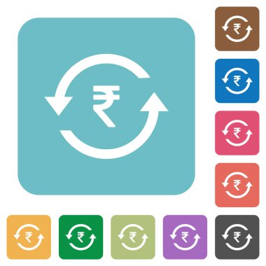 Kare arka planlar renk beyaz düz simgeleri yuvarlak Rupisi geri ödeme