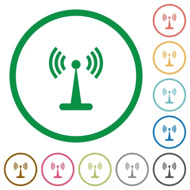 WLAN ağ düz renk simgeleri özetliyor beyaz arka plan üzerinde yuvarlak