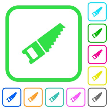 El eğri sınırları içinde canlı renkli düz simgeler beyaz arka plan üzerinde gördüm.