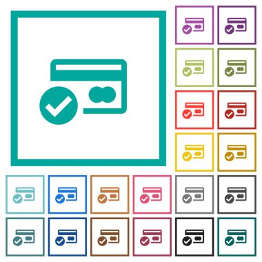 Kredi kartı düz renk simgeleri beyaz arka plan üzerinde çeyreği çerçevelerle doğrulanmadı