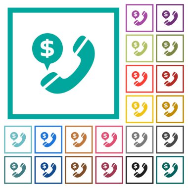 Doları ticari ara düz renk simgeleri çeyreği çerçeveler ile beyaz arka plan üzerinde