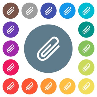 Yuvarlak düz beyaz ek simgeler 17 renkli arka planlar