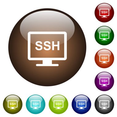 SSH turda terminal beyaz simgeler renk cam düğmeleri